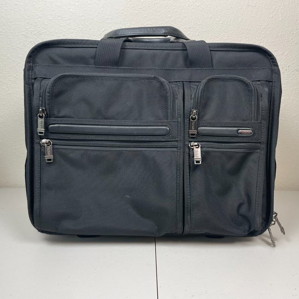 TUMI Alpha 26103D4 Black Nylon Deluxe Expandable Wheeled Rolling Briefcase Bag